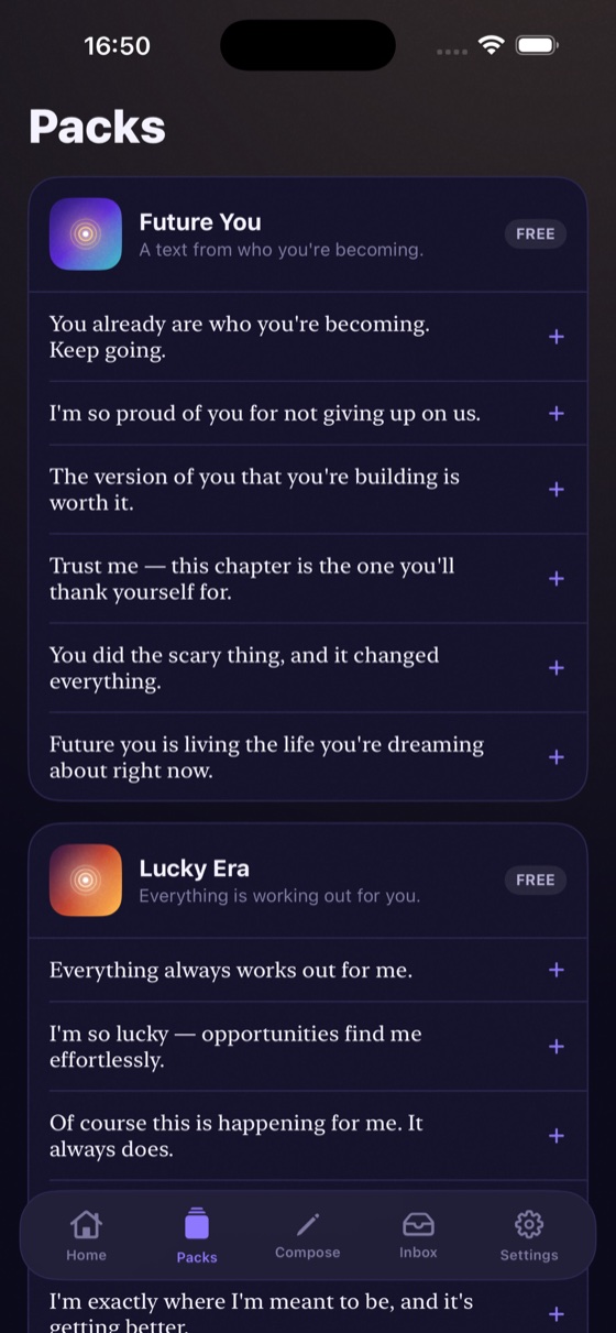 Browsing affirmation packs in Manifest Inbox
